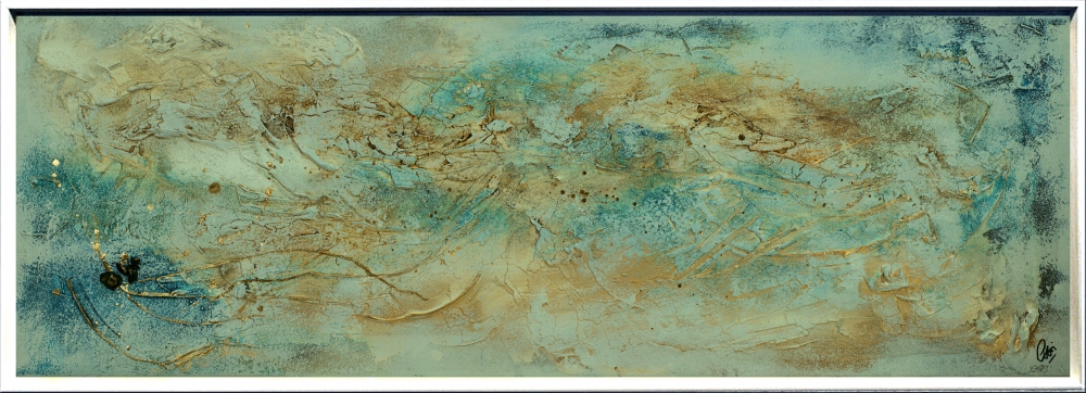 Aqua Drift – Textured Abstract Turquoise & Gold Painting