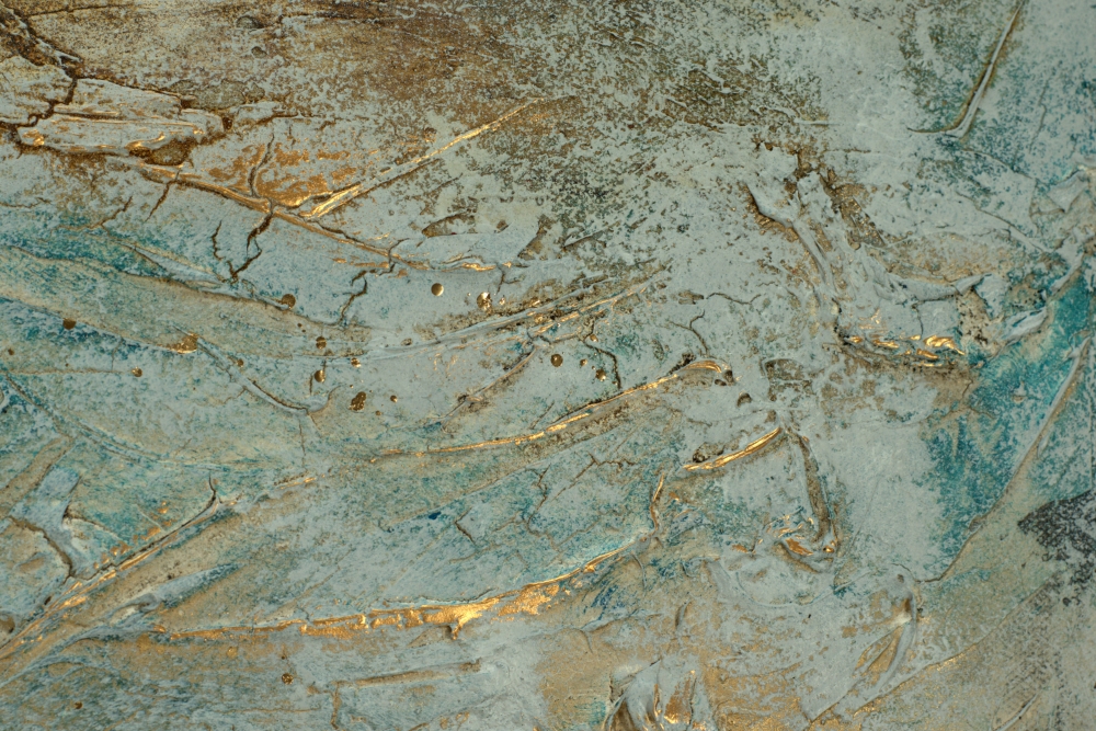 Aqua Drift – Textured Abstract Turquoise & Gold Painting