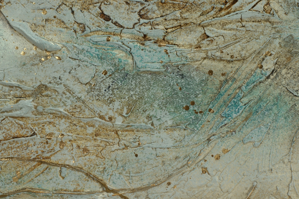 Aqua Drift – Textured Abstract Turquoise & Gold Painting