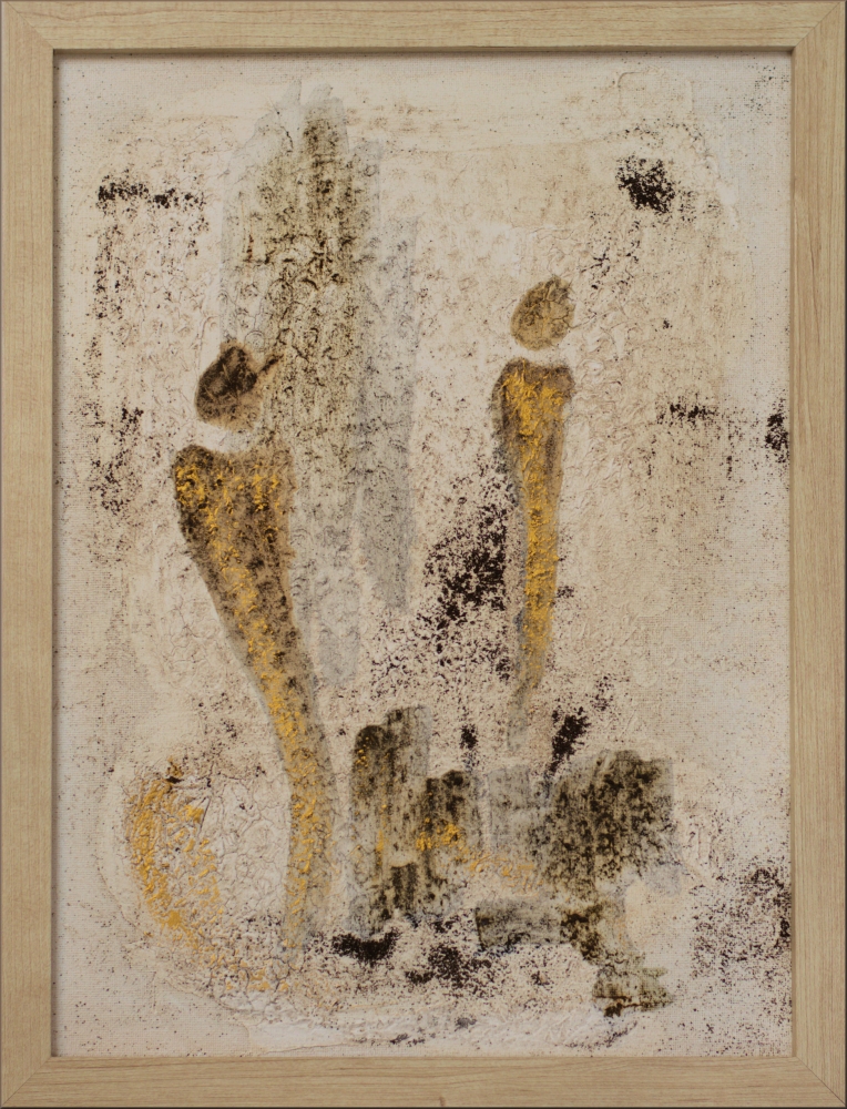 Andere Welten – Neutral Gold Abstract Triptych