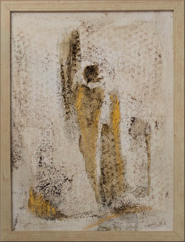 Andere Welten – Neutral Gold Abstract Triptych