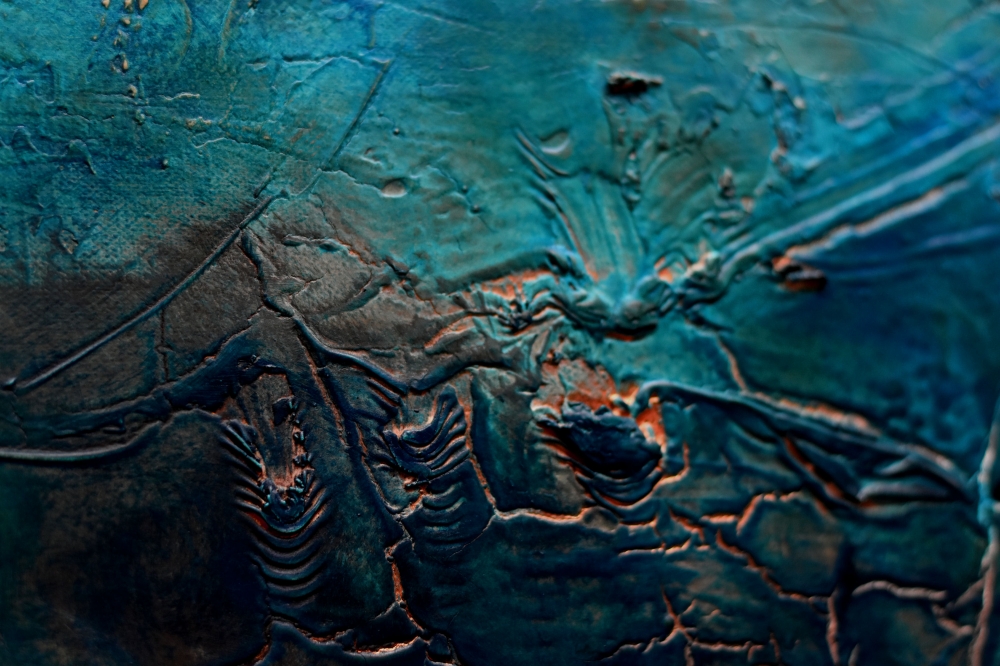 Angel Flight – Blue and Gold Textured Abstract Painting