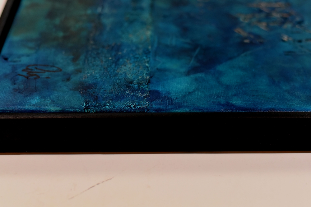 Angel Flight – Blue and Gold Textured Abstract Painting