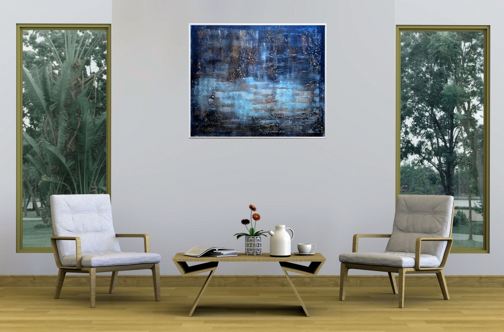 Blue Spirit – Large Blue Textured Abstract Painting