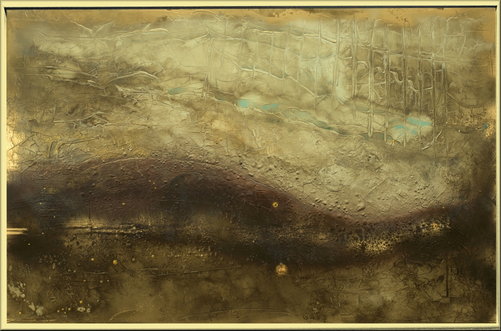 Golden Terrain – Gold and Earth Tone Textured Abstract Painting