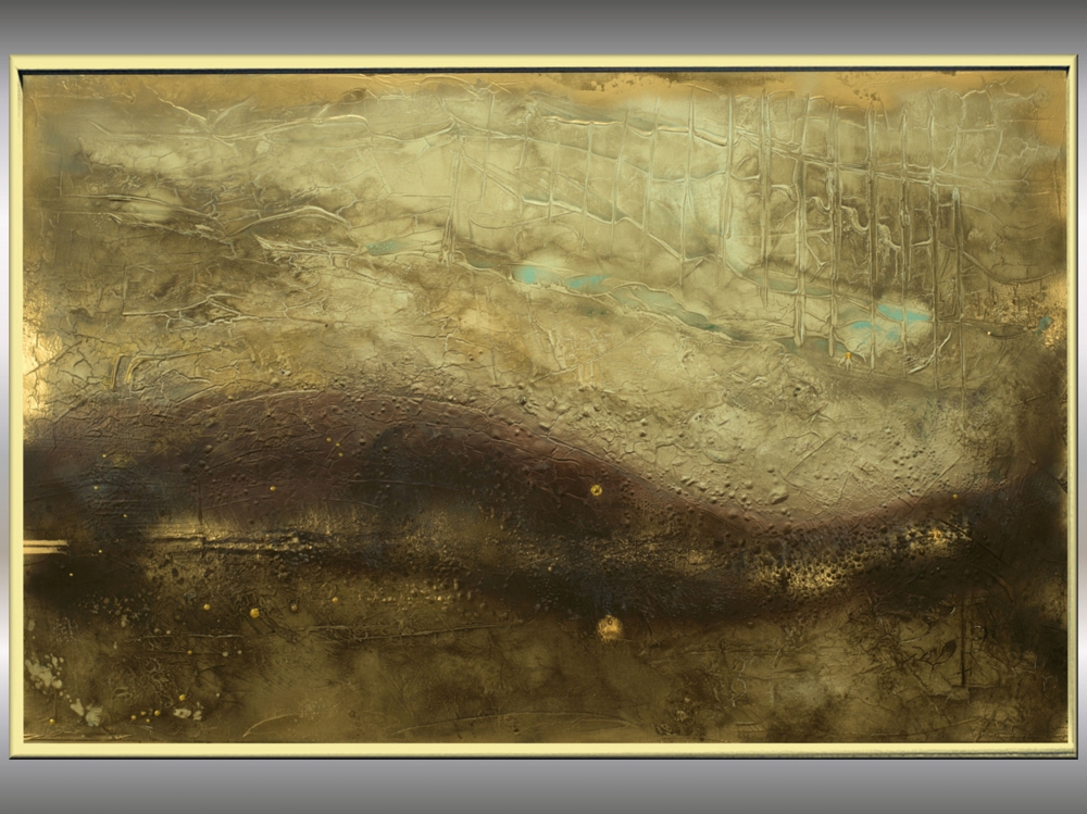 Golden Terrain – Gold and Earth Tone Textured Abstract Painting