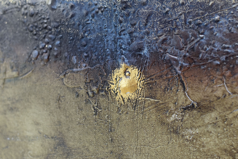 Golden Terrain – Gold and Earth Tone Textured Abstract Painting