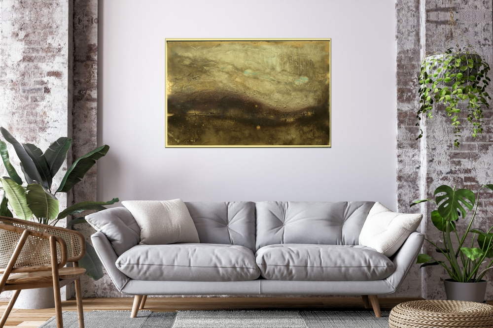 Golden Terrain – Gold and Earth Tone Textured Abstract Painting
