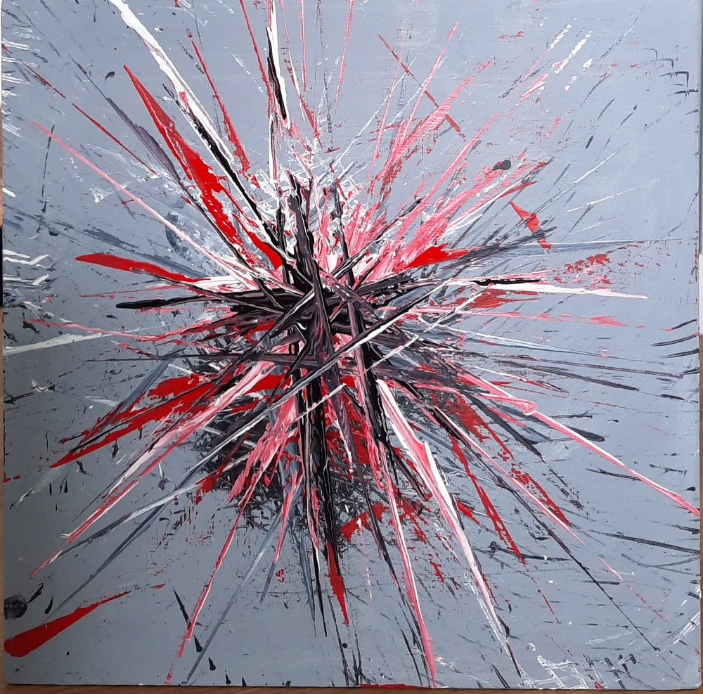 Contemporary Cradled Wood Abstract Acrylic Painting