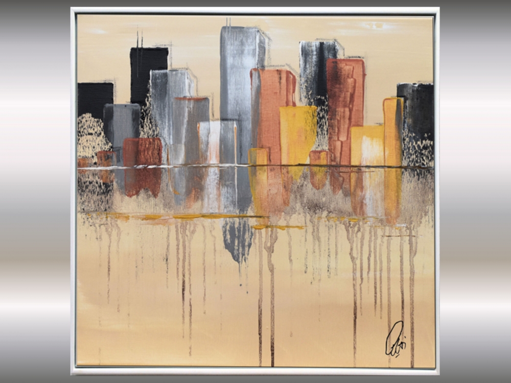 Abstract Cityscape Painting – Melted Horizons