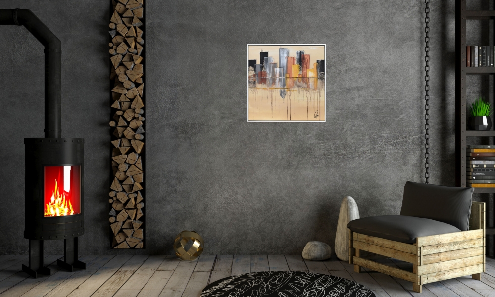 Abstract Cityscape Painting – Melted Horizons