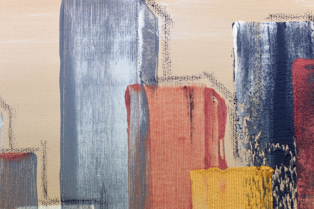 Abstract Cityscape Painting – Melted Horizons