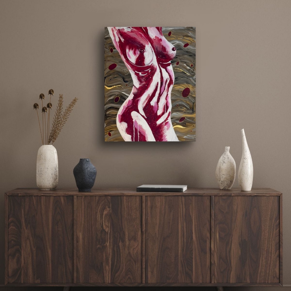 Crimson Form Canvas Painting