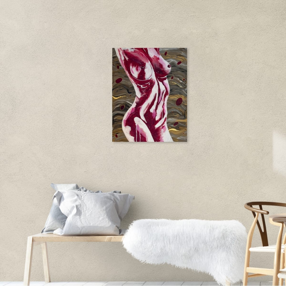 Crimson Form Canvas Painting