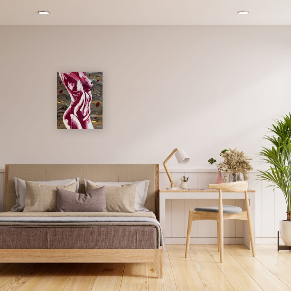 Crimson Form Canvas Painting