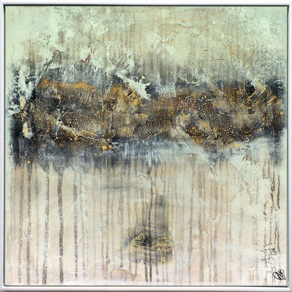 Leaving Paris – Neutral Gold Textured Abstract Painting
