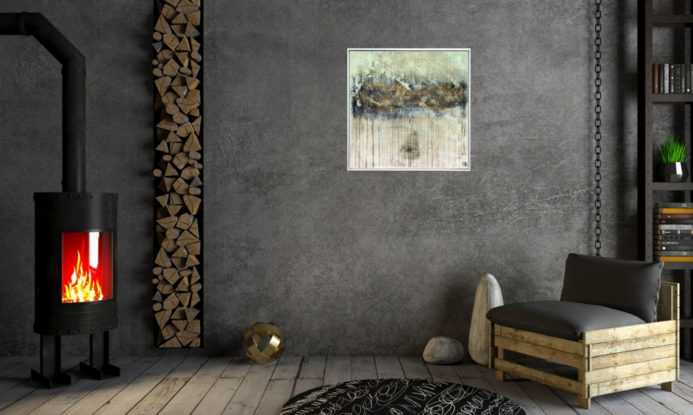 Leaving Paris – Neutral Gold Textured Abstract Painting