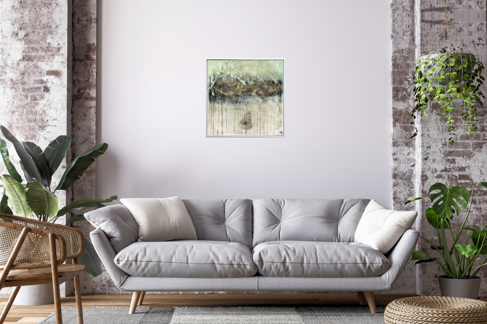 Leaving Paris – Neutral Gold Textured Abstract Painting