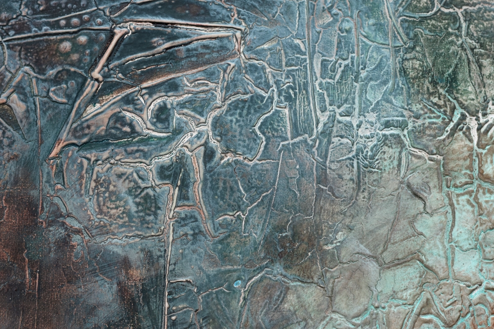 Guardian Presence – Textured Abstract Turquoise & Gold Painting