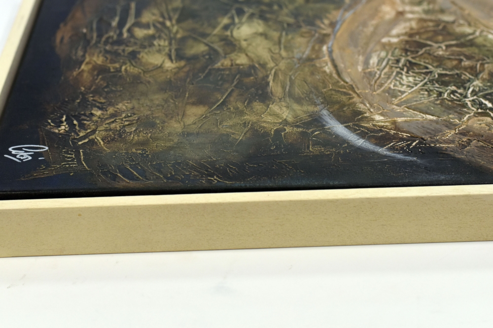 Guardian Presence – Textured Abstract Turquoise & Gold Painting