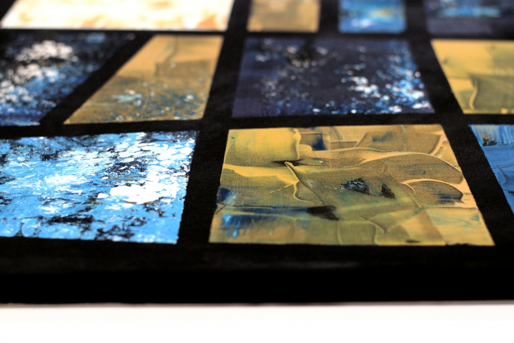 Windows – Blue and Gold Geometric Abstract Painting