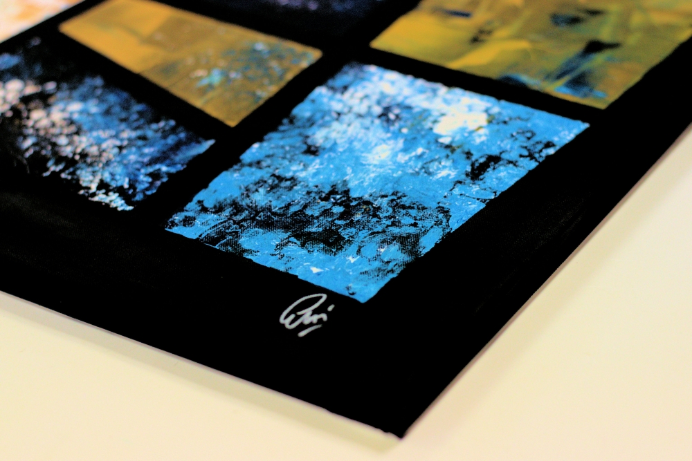 Windows – Blue and Gold Geometric Abstract Painting