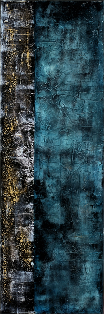 Free Spirit – Blue & Gold Textured Abstract Diptych