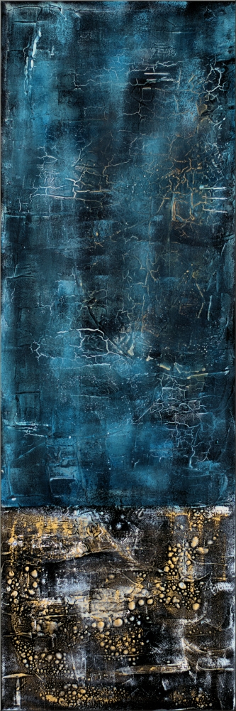Free Spirit – Blue & Gold Textured Abstract Diptych