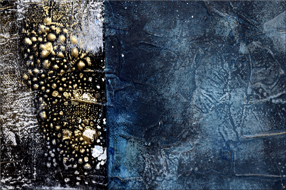 Free Spirit – Blue & Gold Textured Abstract Diptych