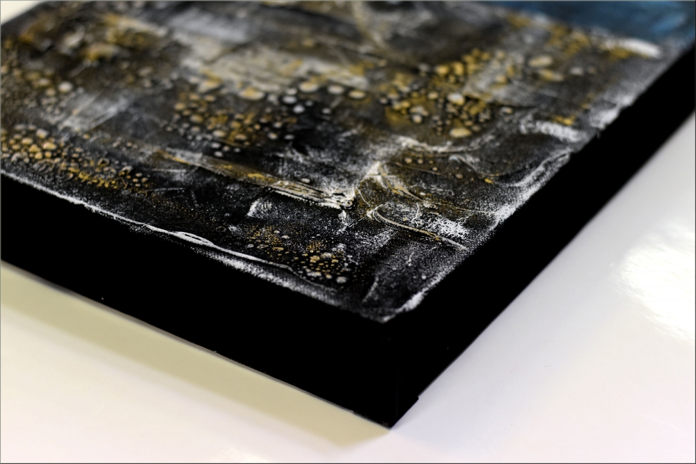 Free Spirit – Blue & Gold Textured Abstract Diptych