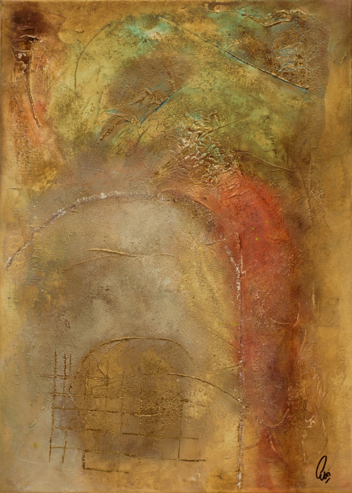 Heavens Door – Gold and Earth Tone Textured Abstract Painting