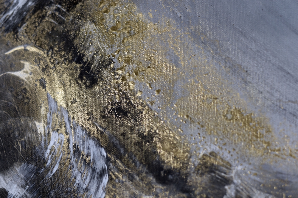Noblesse in Gold – Grey Black and Gold Abstract Painting