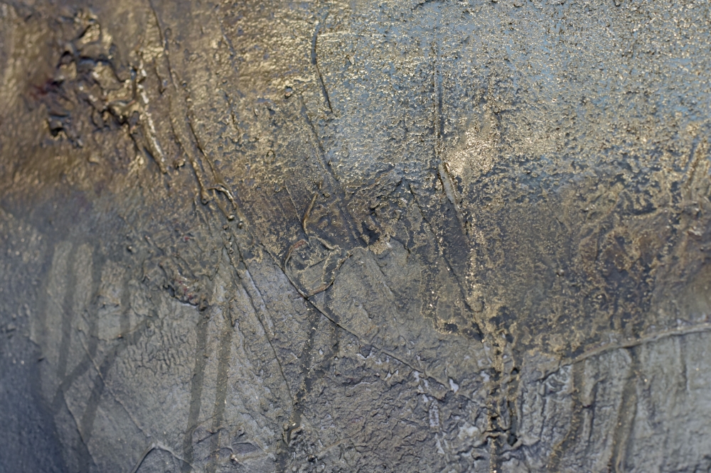 Golden Horizon – Gold & Blue Textured Abstract Painting