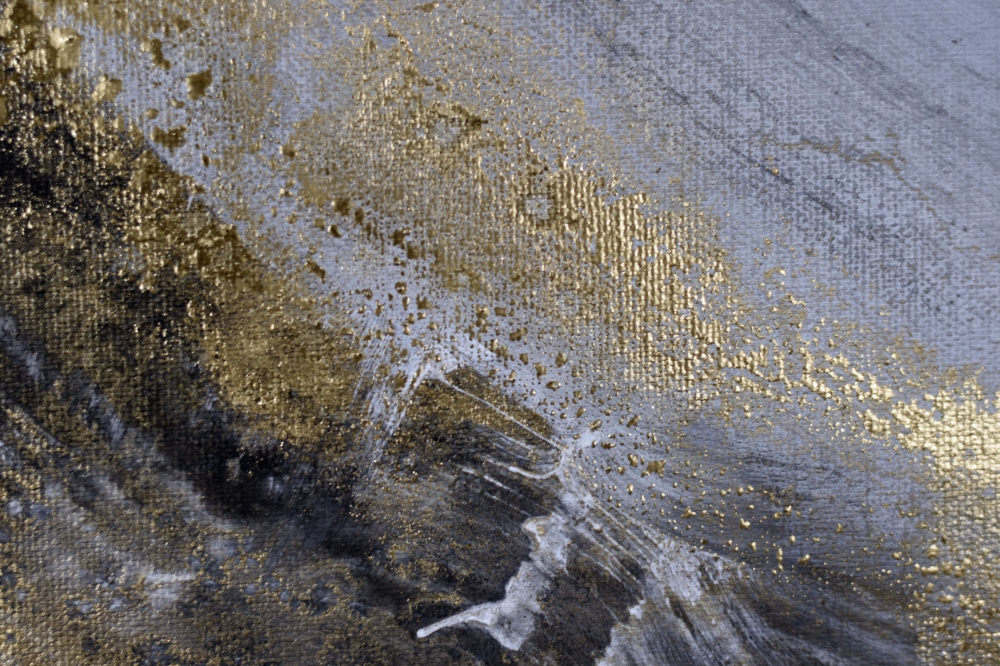Noblesse in Gold – Grey Black and Gold Abstract Painting