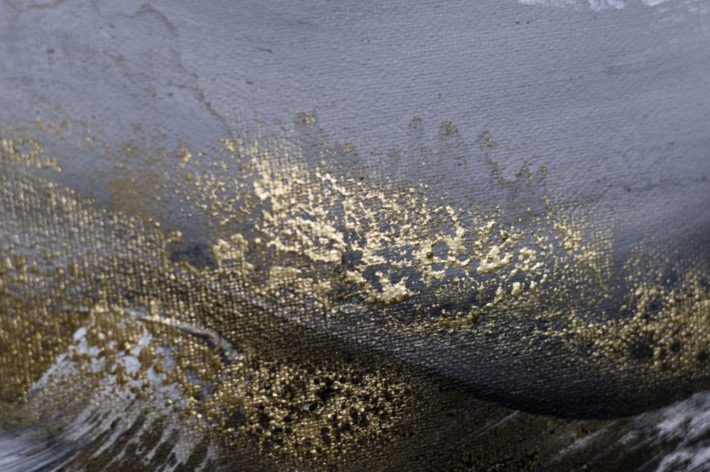 Noblesse in Gold – Grey Black and Gold Abstract Painting