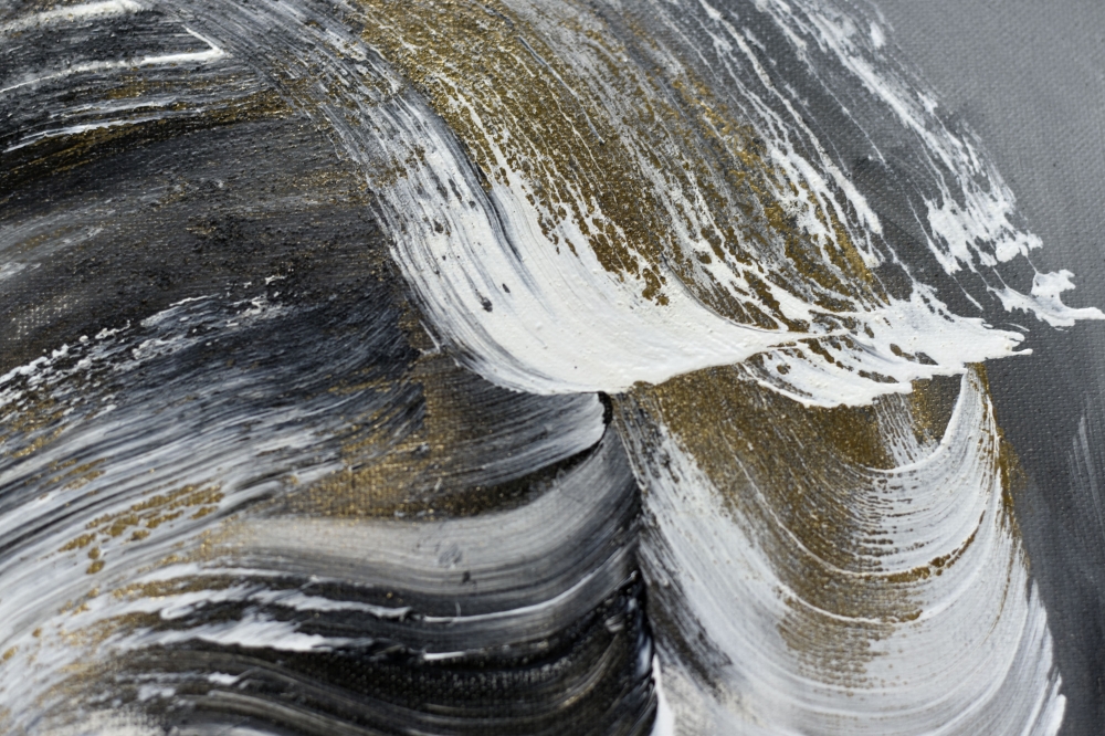 Noblesse in Gold – Grey Black and Gold Abstract Painting