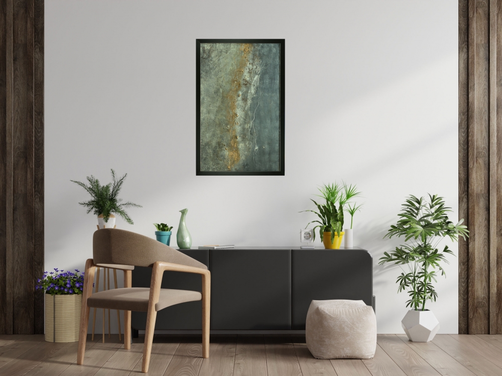 Gramercy – Textured Grey & Gold Abstract Painting