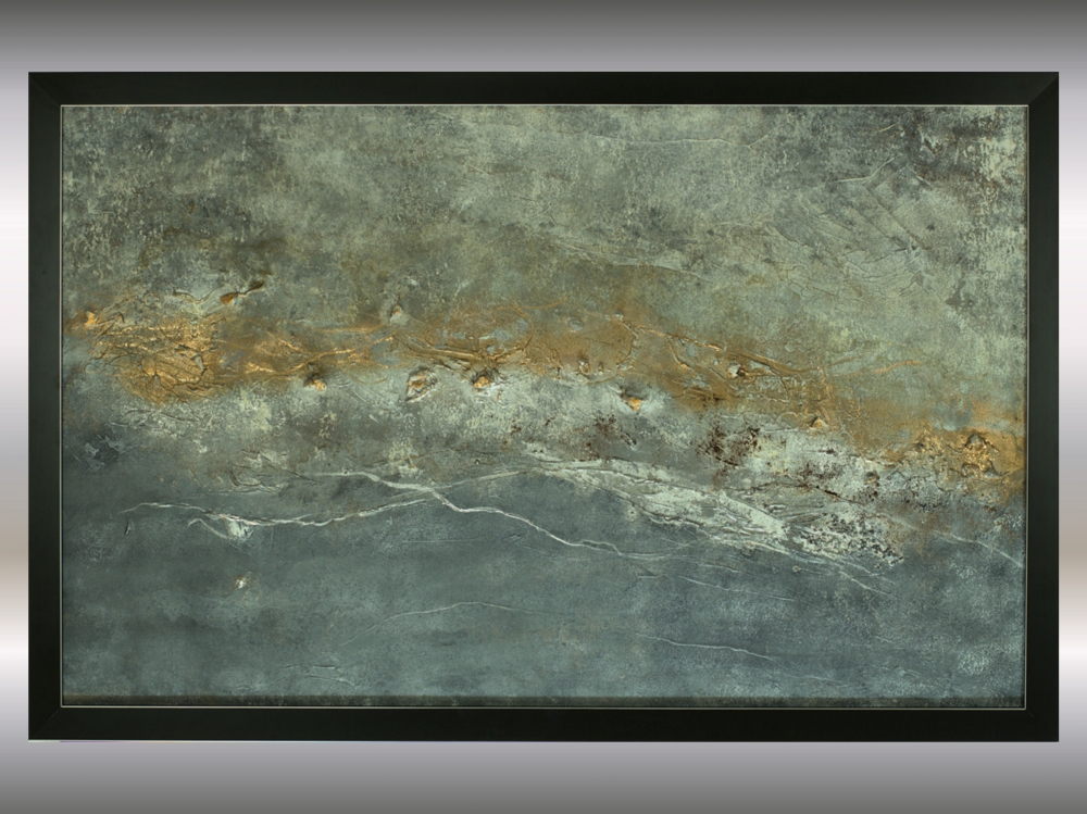 Gramercy – Textured Grey & Gold Abstract Painting