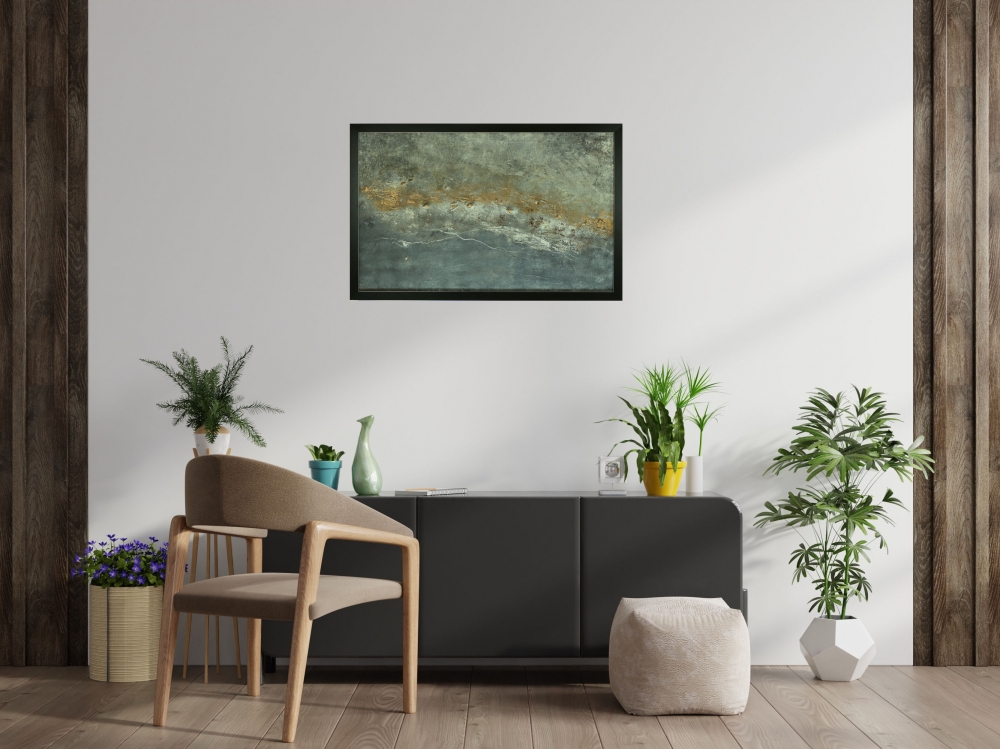 Gramercy – Textured Grey & Gold Abstract Painting