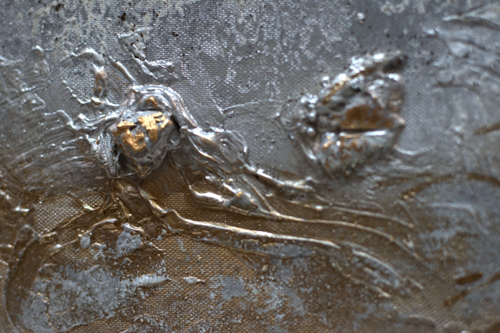 Gramercy – Textured Grey & Gold Abstract Painting