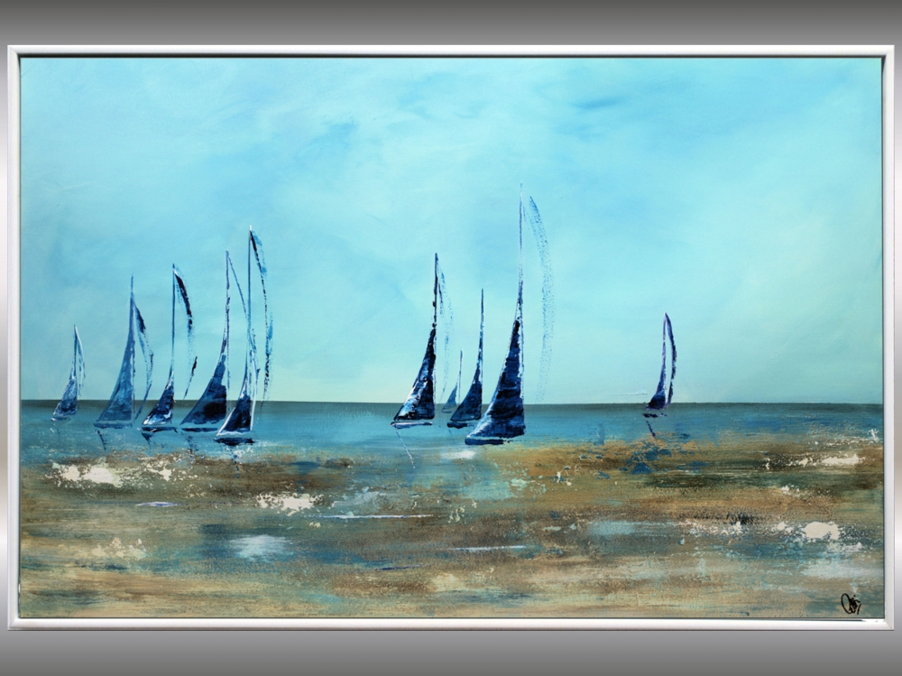 Recuerdos – Blue Sailing Boats Seascape Painting