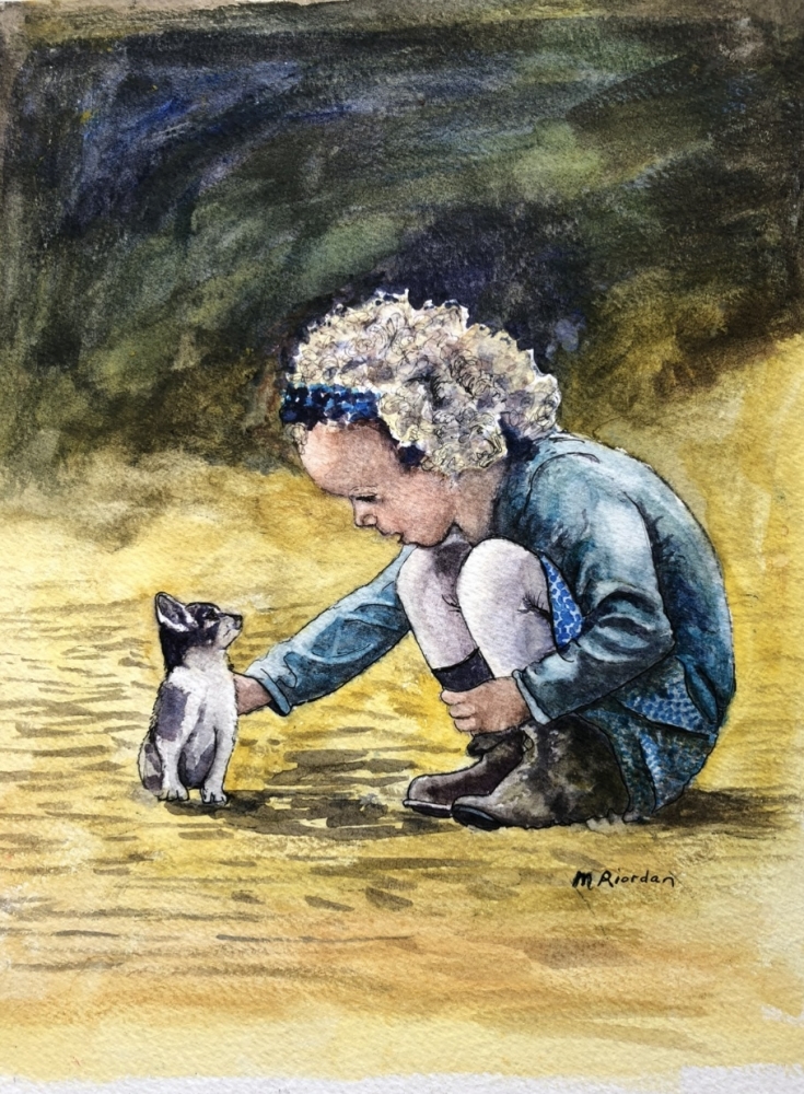 Little Girl with Kitten