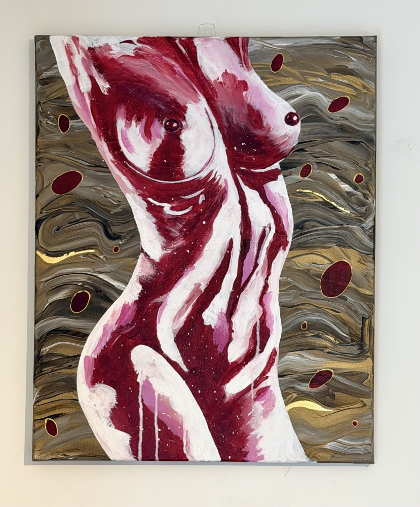 Crimson Form Canvas Painting