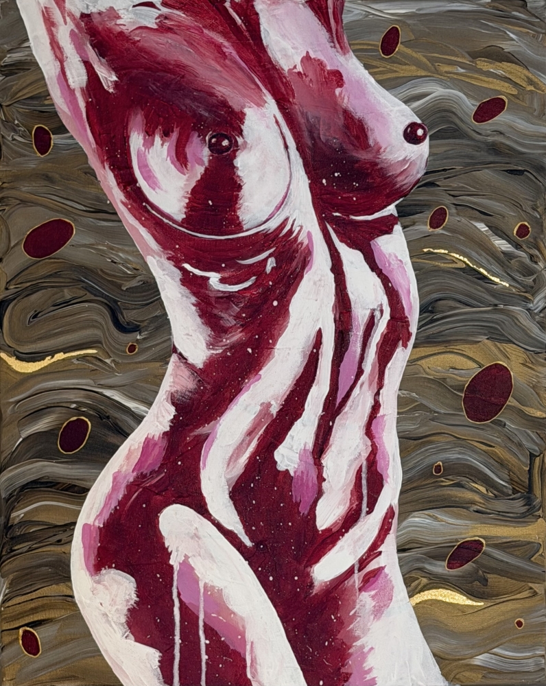 Crimson Form Canvas Painting