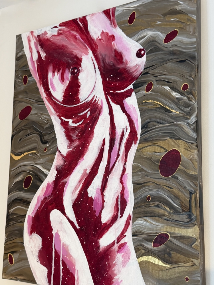 Crimson Form Canvas Painting