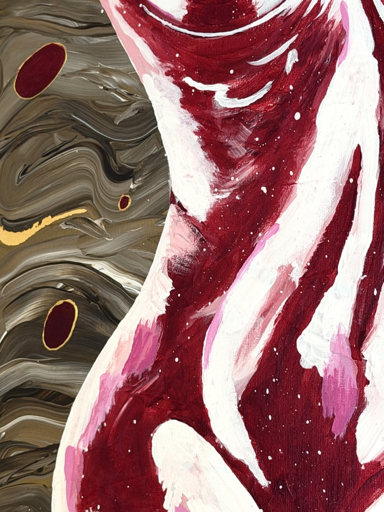 Crimson Form Canvas Painting