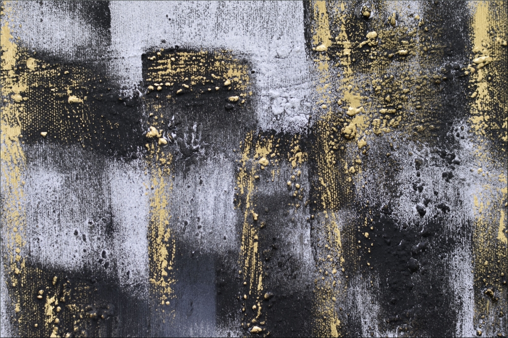 Urban Reflections – Large Black, White & Gold Abstract Cityscape