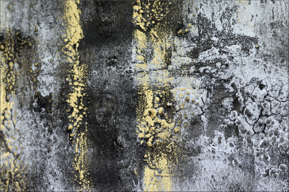Urban Reflections – Large Black, White & Gold Abstract Cityscape