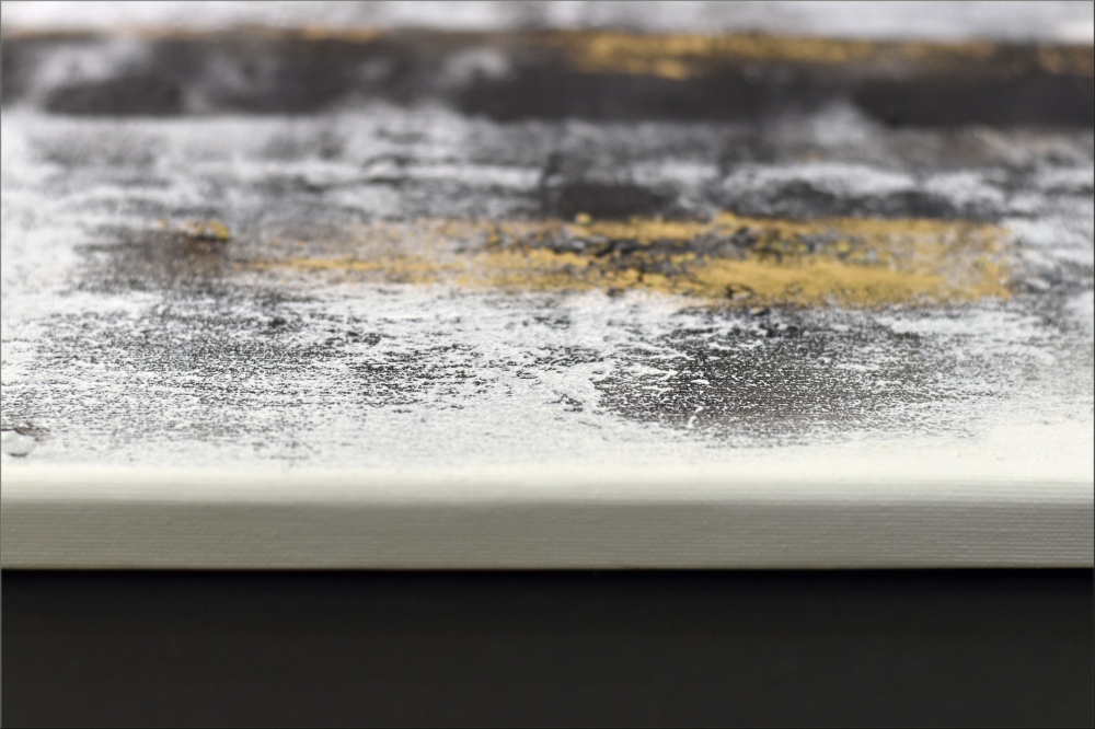 Urban Reflections – Large Black, White & Gold Abstract Cityscape