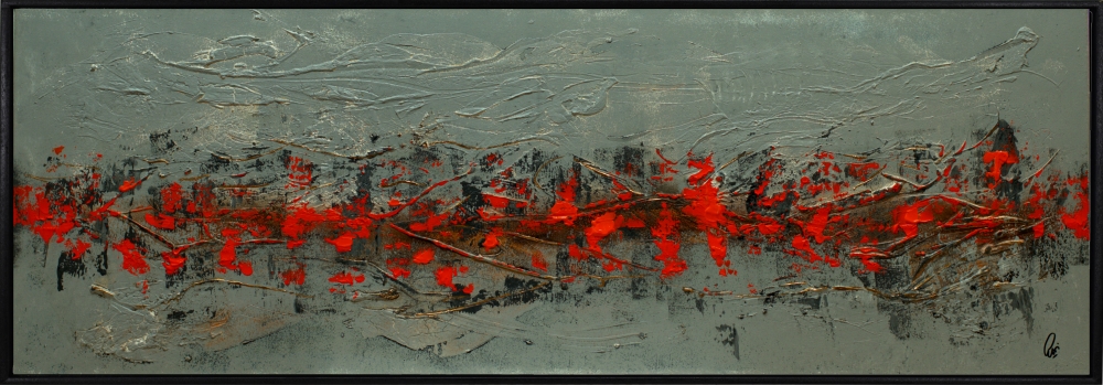 Orange Current – Orange and Grey Textured Abstract Painting
